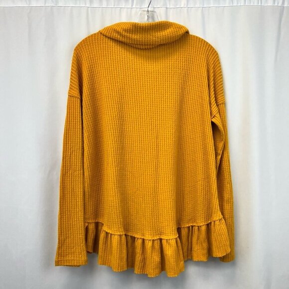Est 1946 Womens Pullover Sweater Yellow Long Sleeve Cowl Neck Waffle Knit S - Picture 5 of 10